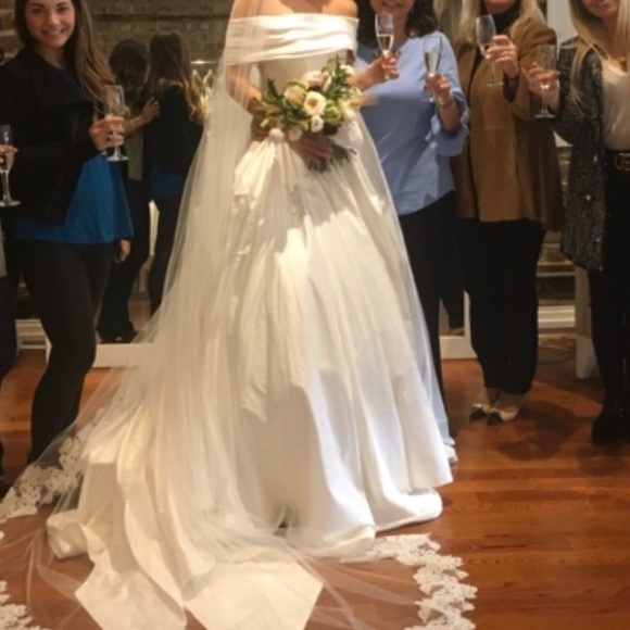 Modern Trousseau Custom Silk Wedding Gown - Picture 1 of 2